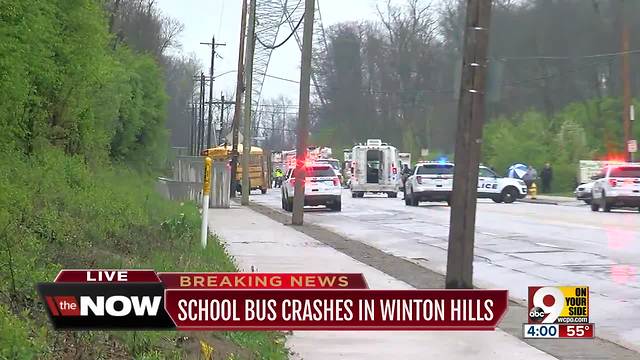 At least 11 children hurt when school bus, other vehicles crash on Winton Road