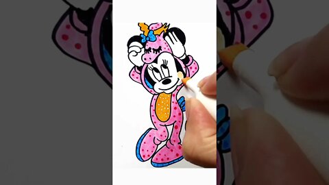 How to draw and paint Minnie Halloween Special Unicorn Pajamas #shorts