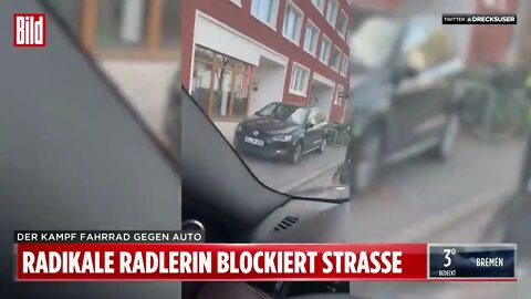 Autofahrerin reagiert auf „Radfahrerin lässt Autofahrer nicht vorbei – heftiger