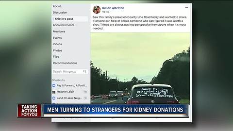 Two men searching for kidney donors, asking strangers for help