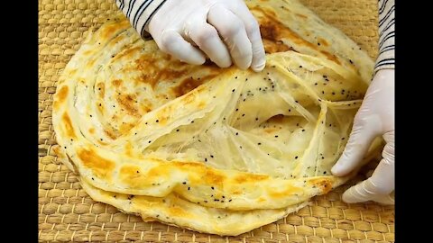 Yemeni MALAWAH recipe "FlatBread" Multi Layered "Bread" Layers | Layered Flat Yemeni Bread
