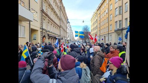 Demonstration för mänskliga rättigheter mot tvång utanför Österrikes ambassad den 19 februari 2022