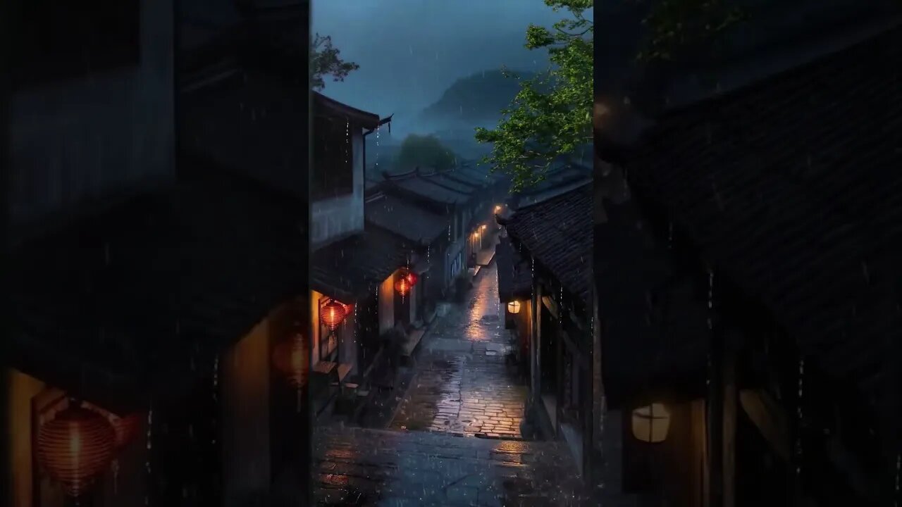 震撼·深度睡眠:古城街道夜灯下大雨声帮助你缓解压力,放松身心、冥想治愈失眠ASMR#shorts #rainsounds #rain #meditation #relax #shortvideo