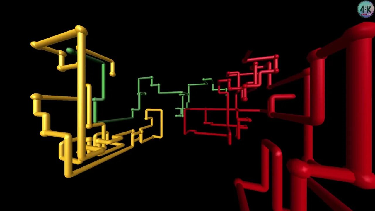 SCREENSAVER 4K| 3D Pipes - (Multiple-Cycle) | Windows NT / 95 / 98 / ME / 2000 / XP Screensaver