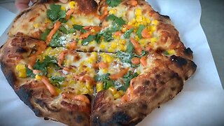 Simply Sweet makes Elote pizza at Michaelangelo’s Wood Fired Pizza