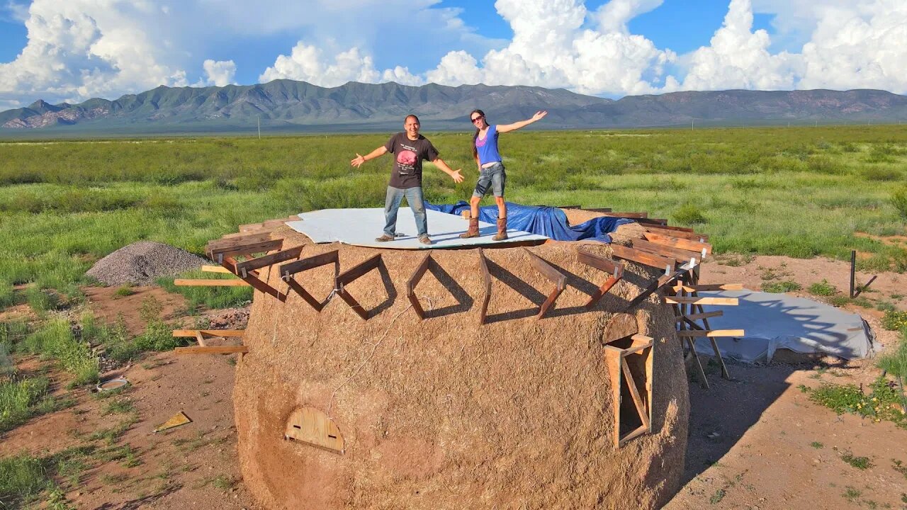 We Finish The Subfloor Of Our Earthbag Dome Loft | Building Off-Grid In The Desert