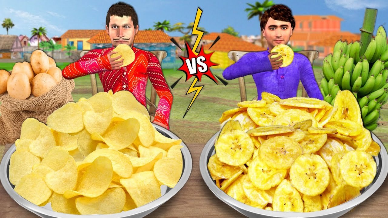 Potato Chips Vs Banana Chips Bedtime Moral Stories Hindi Kahani Hindi Stories Funny Comedy Video
