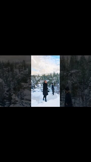 Beautiful river flow in the winter. Cliff view. #shorts