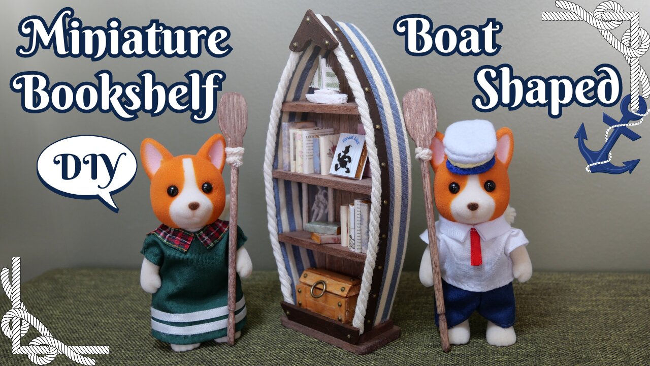 【DIY】Miniature Boat shaped Bookshelf/ミニチュア⛵ボート型本棚/Sylvanian families/シルバニアファミリー/Calico Critters/ドール