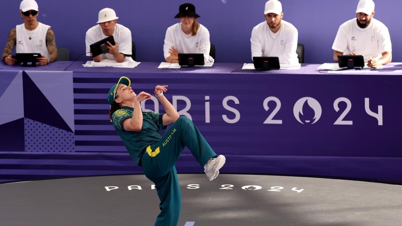 Aus Breakdancer at 2024 Olympics with backing music