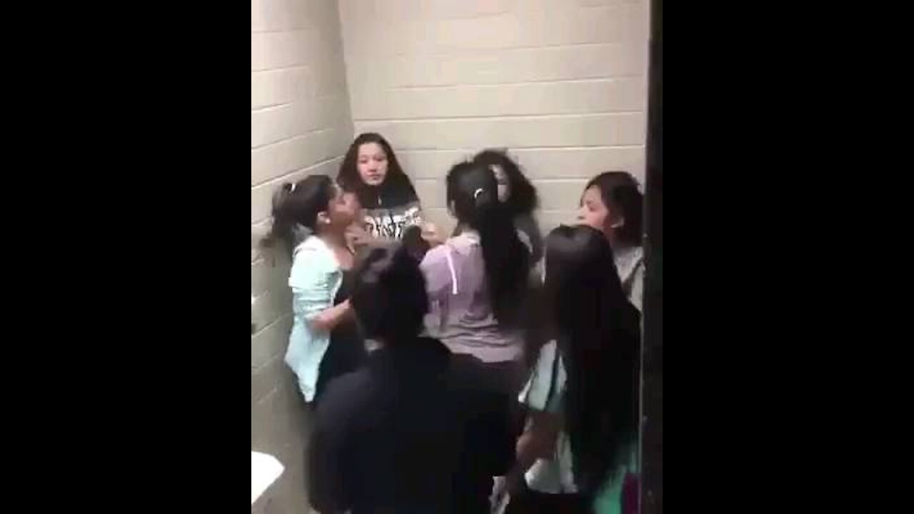 Quarrel of girls in the bathroom