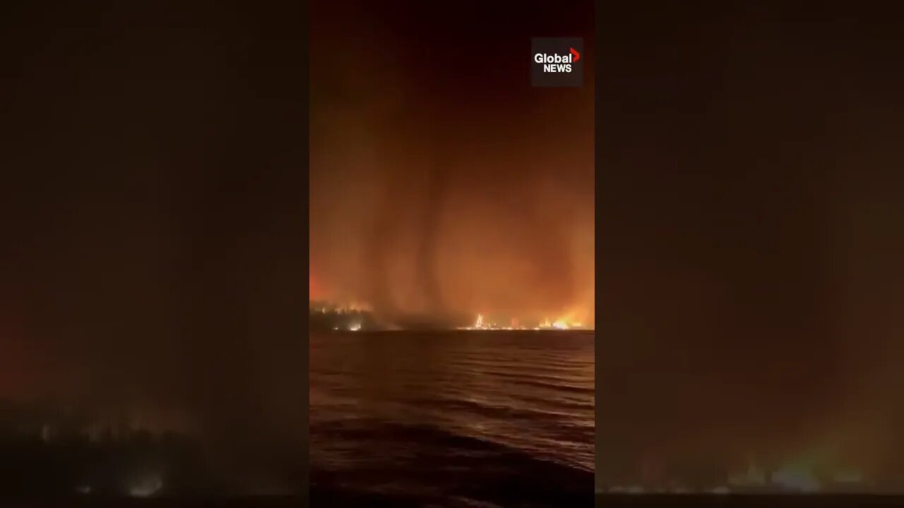 Rare fire tornado inside Bc wildfire 🔥