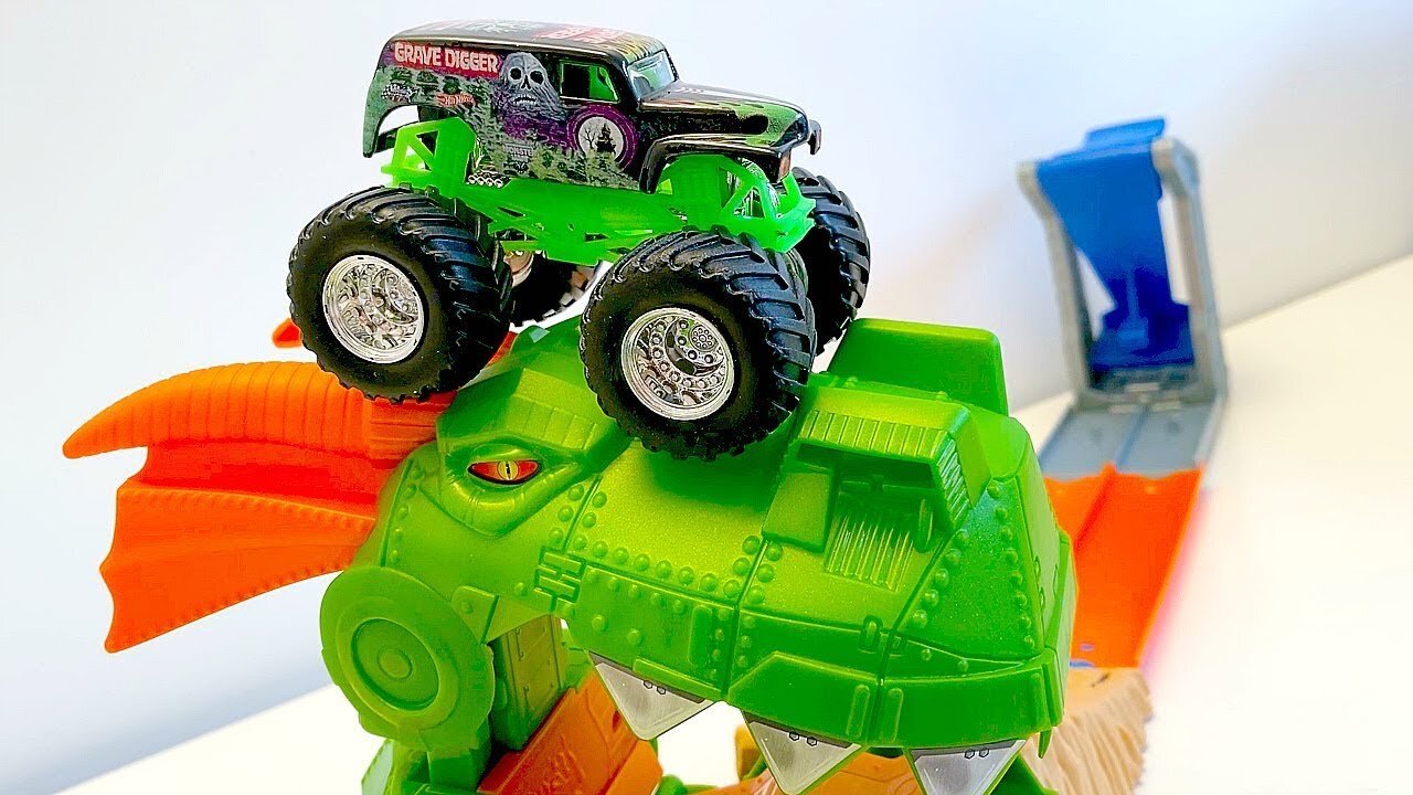 MONSTER JAM | GRAVE DIGGER | DRAGON BLAST PLAY SET | HOT WHEELS MONSTER TRUCKS