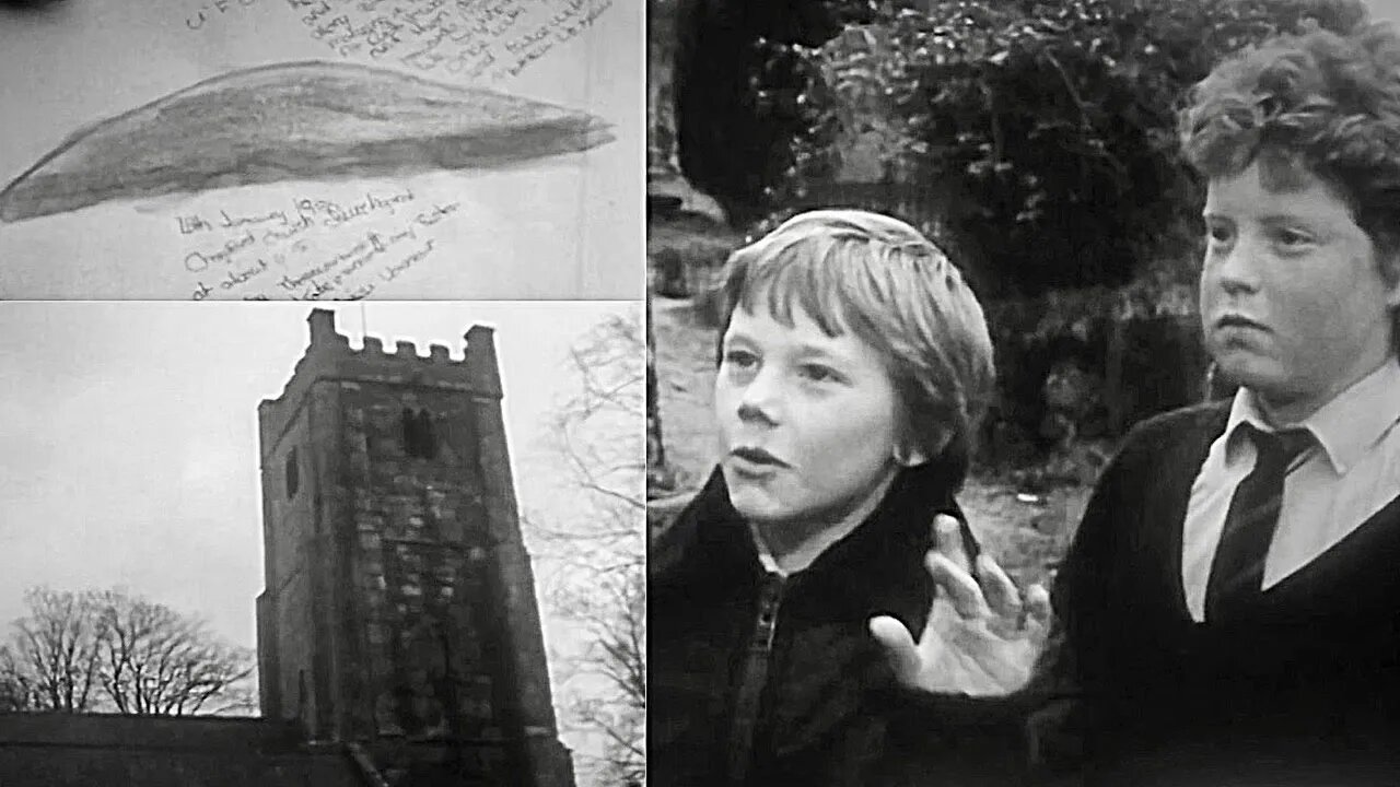 Children on witnessing a large UFO hovering above a church in Chagford, Devon, January 4, 1986