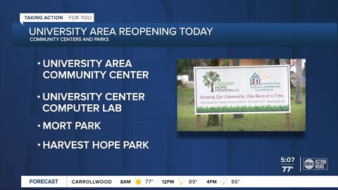 Harvest Hope Park and other University Area CDC facilities reopen August 10 | The Rebound Tampa Bay