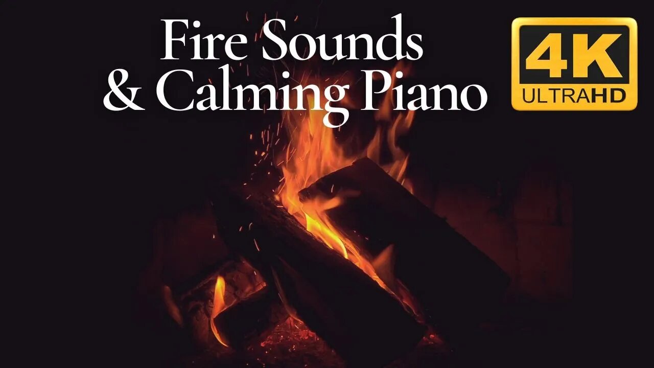 🔥 Fireplace with Burning Logs and Crackling Fire Sounds & Calming Piano Music