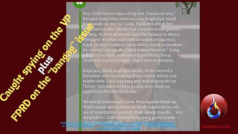 FPRD on the "bangag" issue plus "Spying" on the VP