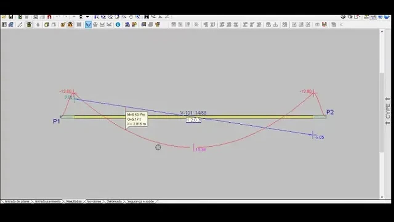 Como vencer um vão de 12m Concreto Armado Pórtico Hiperestático Cypecad