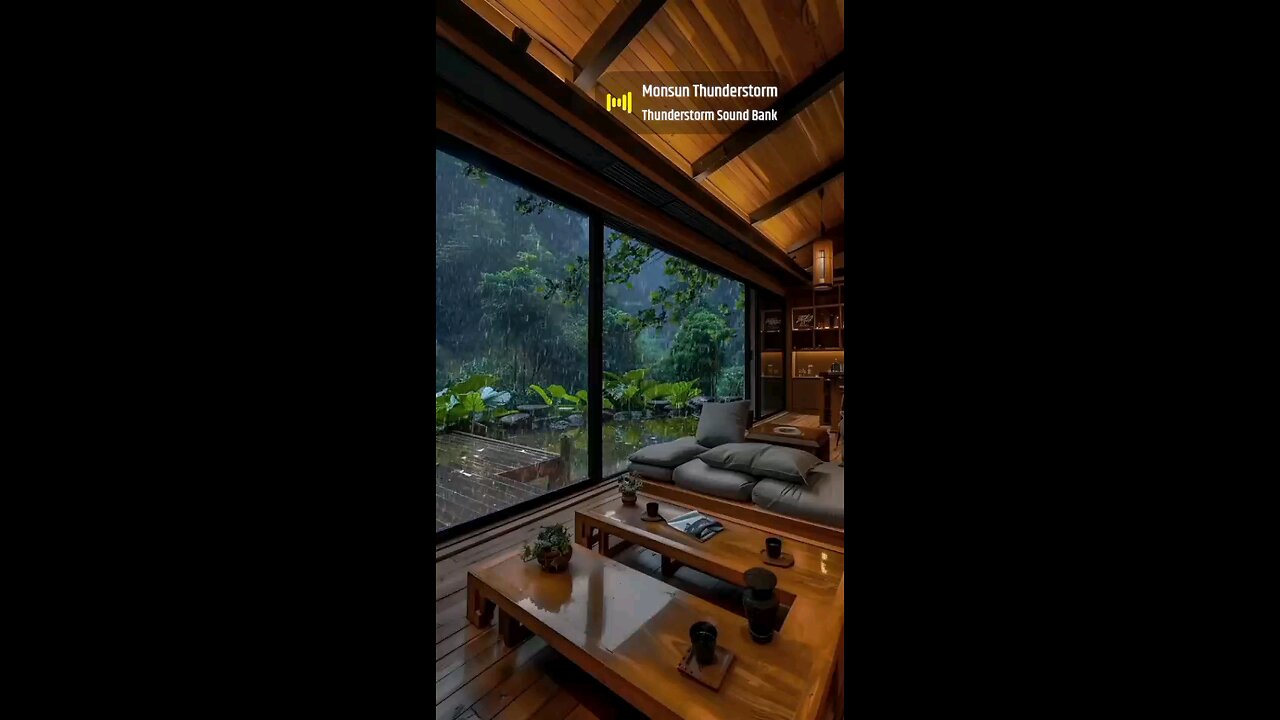 Relax in a cozy room on a rainy day, surrounded by the soothing sounds of melodic water droplets.