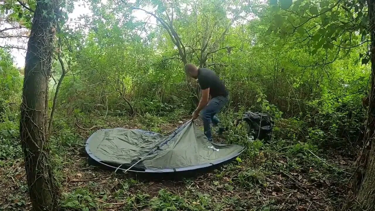 An abundance of camping food in the wilderness.4