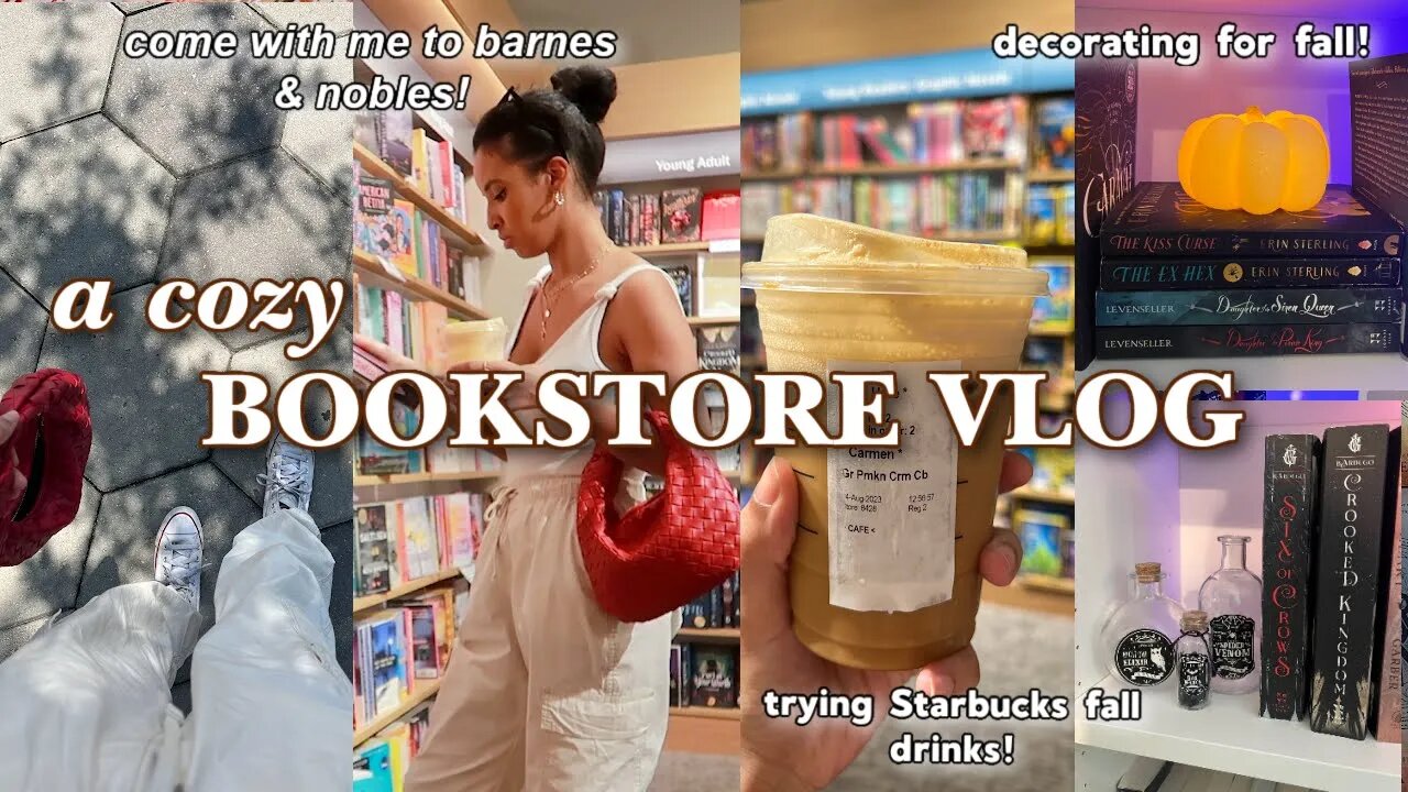 BOOK SHOPPING AT BARNES & NOBLES + book haul, Starbucks fall drinks & more! *cozy bookstore vlog*