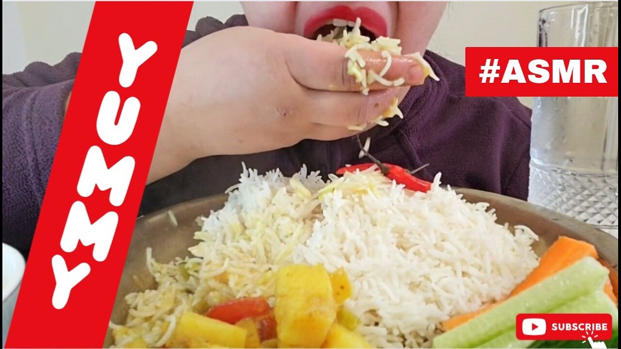 ASMR EATING RICE+ SPICY POTATO COURGETTE CURRY