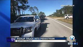 Pickup truck strikes pedestrian in Martin County