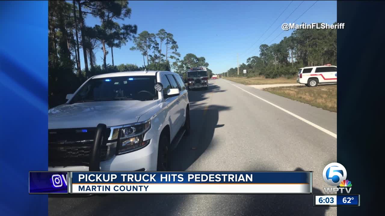 Pickup truck strikes pedestrian in Martin County