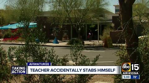 Teacher accidentally stabs himself during science demonstration