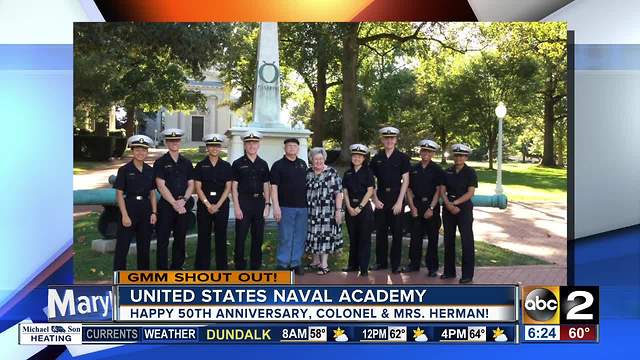 Good morning from Colonel, Mrs. Herman celebrating 50 years after meeting at United State Naval Academy