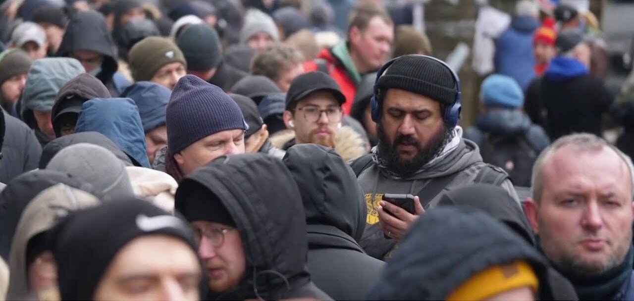 Ukraine Invasion - Hundreds of men sign up to fight