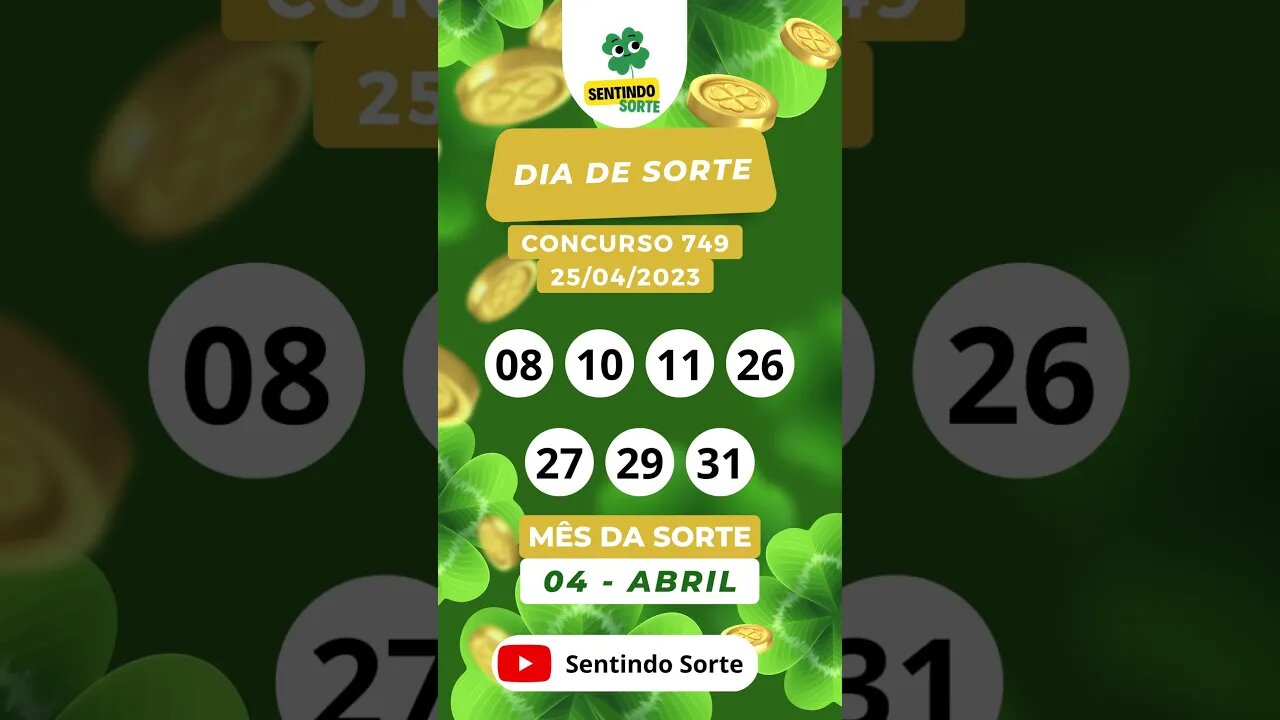 🍀 Resultado DIA DE SORTE 749 | 25/04/23 | Sentindo Sorte #shorts