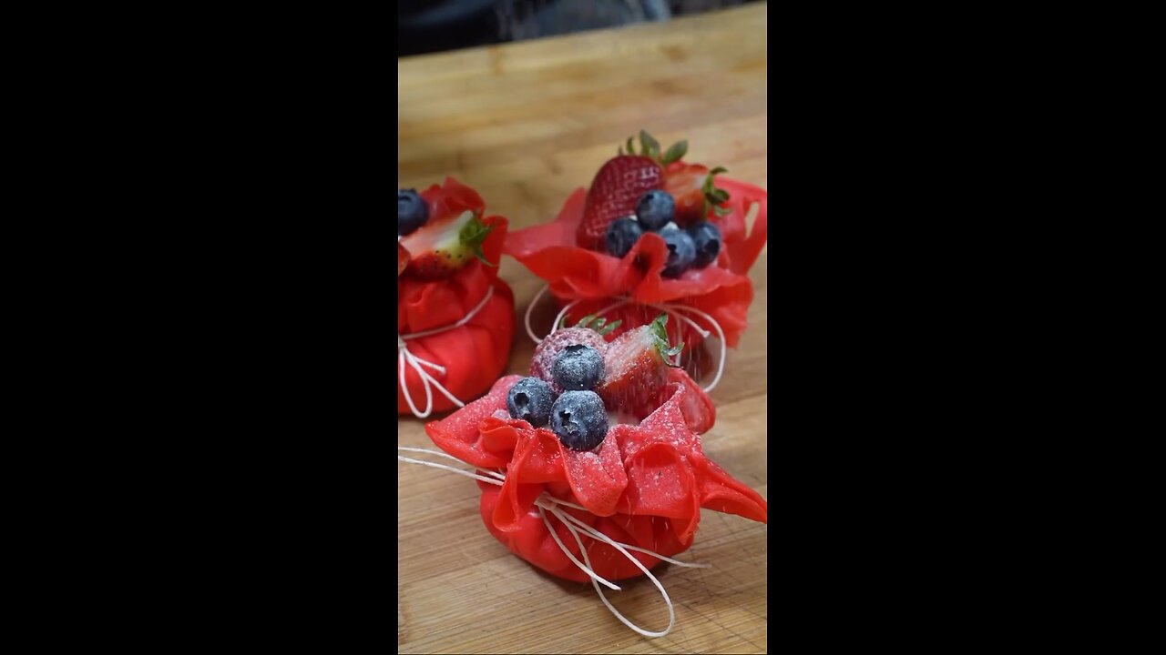 Red Velvet Crepes with Berries