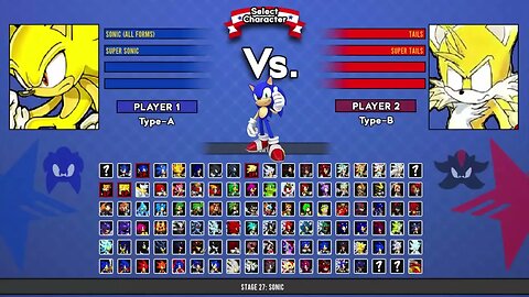 Soniic all forms VS Tails & Super Tails I Sonic Battle MUGEN HD