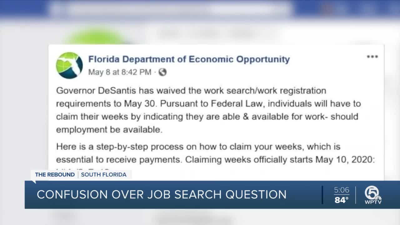 Job search question on Florida unemployment website confuses workers