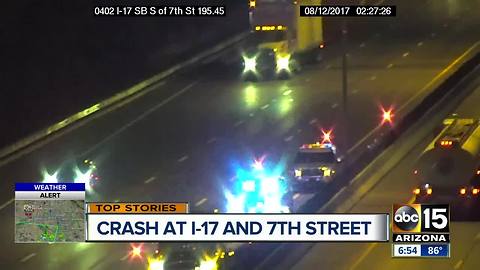 Driver crashes into median on I-17 near 7th Street