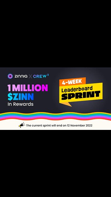Zinnia network Crew3 Sprint. 1 Million $Zinn rewards