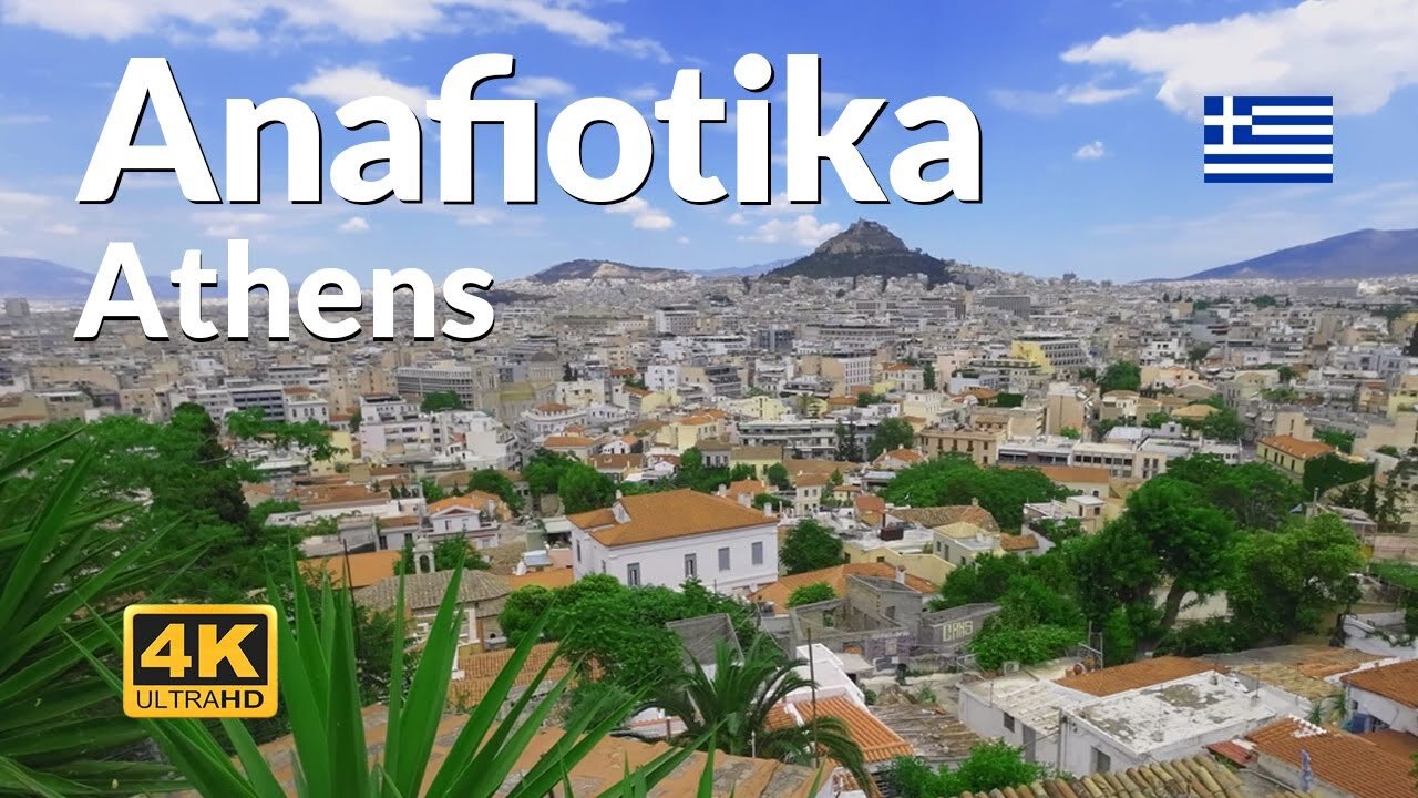 Anafiotika Athens Walking Tour 4K hidden scenic neighborhood Greece 🇬🇷