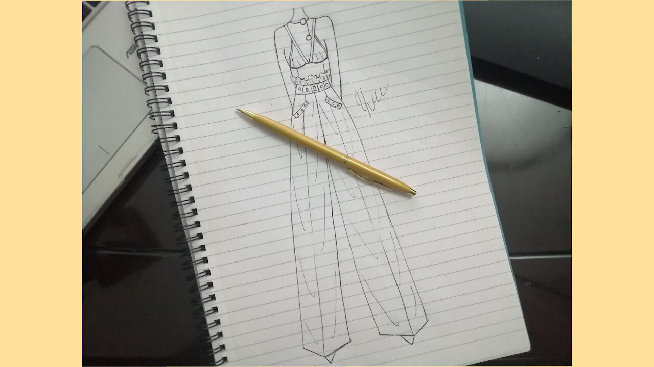 Bra And Long Trouser Drawing | Fashion Illustration