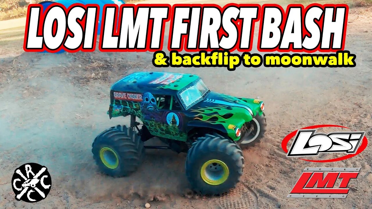 First Bash With The Losi LMT Grave Digger RC and My First Backflip To Moonwalk