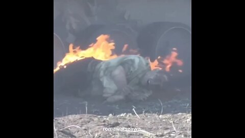 Russian Fascist Burns Along with His AFV