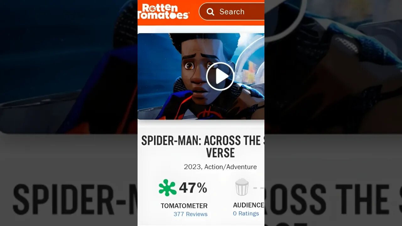 😱Rotten Tomatoes score Spider-Man: Across the Spider-Verse