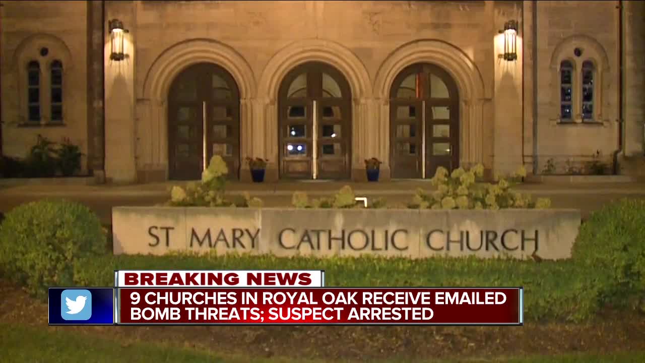 9 Royal Oak churches receive bomb threats, 33-year-old resident arrested
