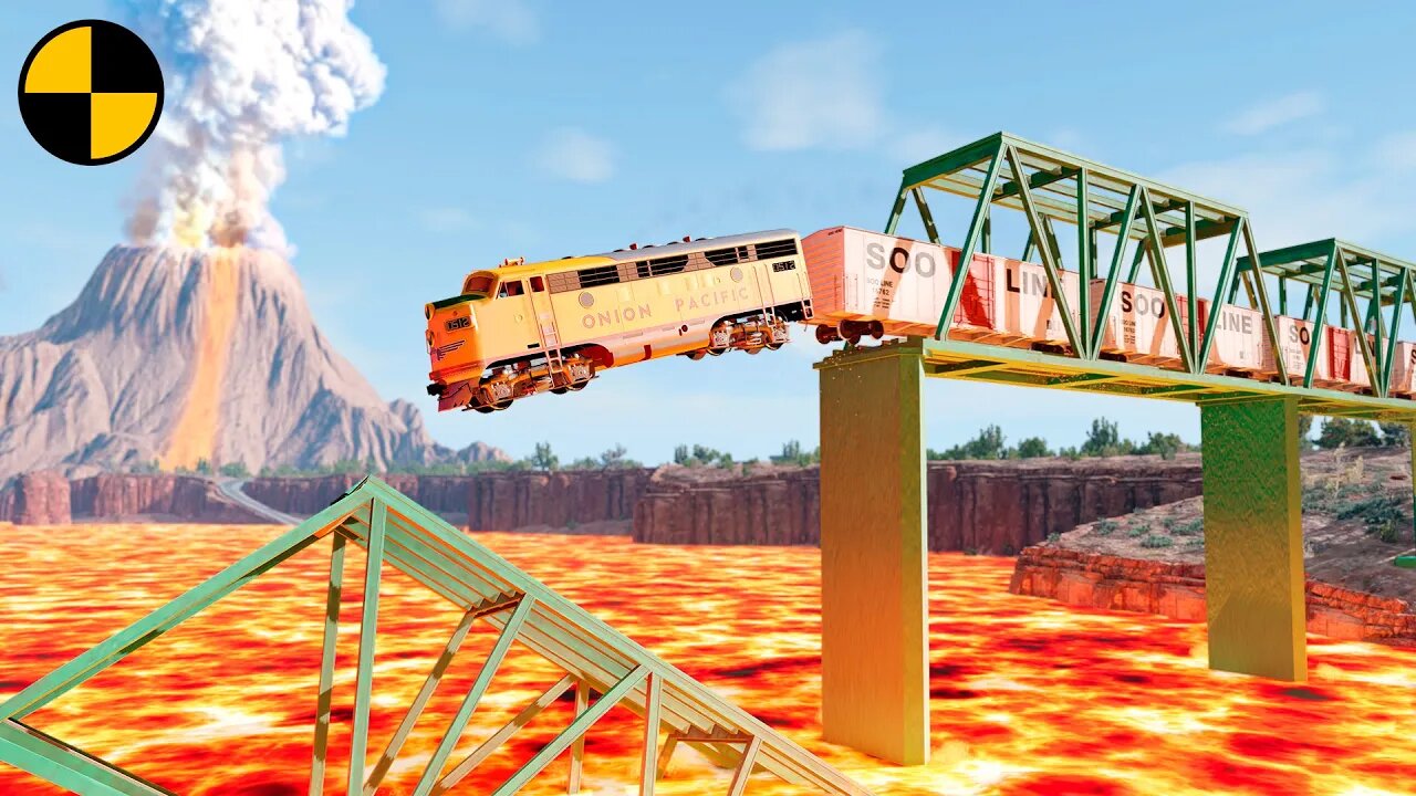 Trains vs Lava & Collapsing Bridge 😱 BeamNG.Drive