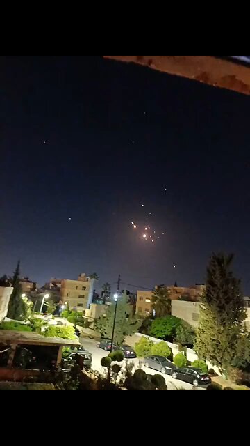 Video shows the Interception of Iranian missiles/drones over Amman, capital of the Hashemite, Jordan