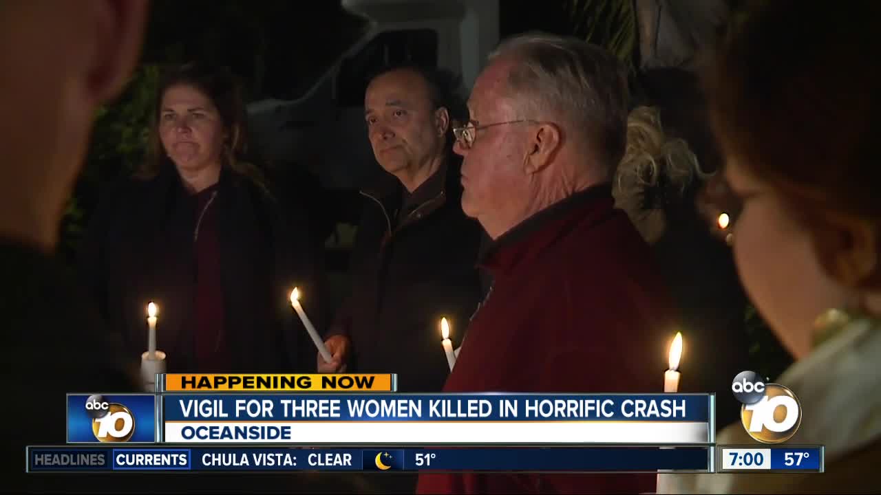 Vigil for three women killed in Oceanside crash