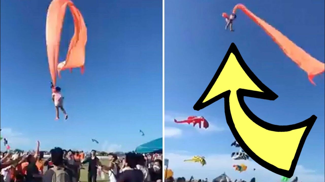 3 Year Old Gets Lifted By Giant Kite!