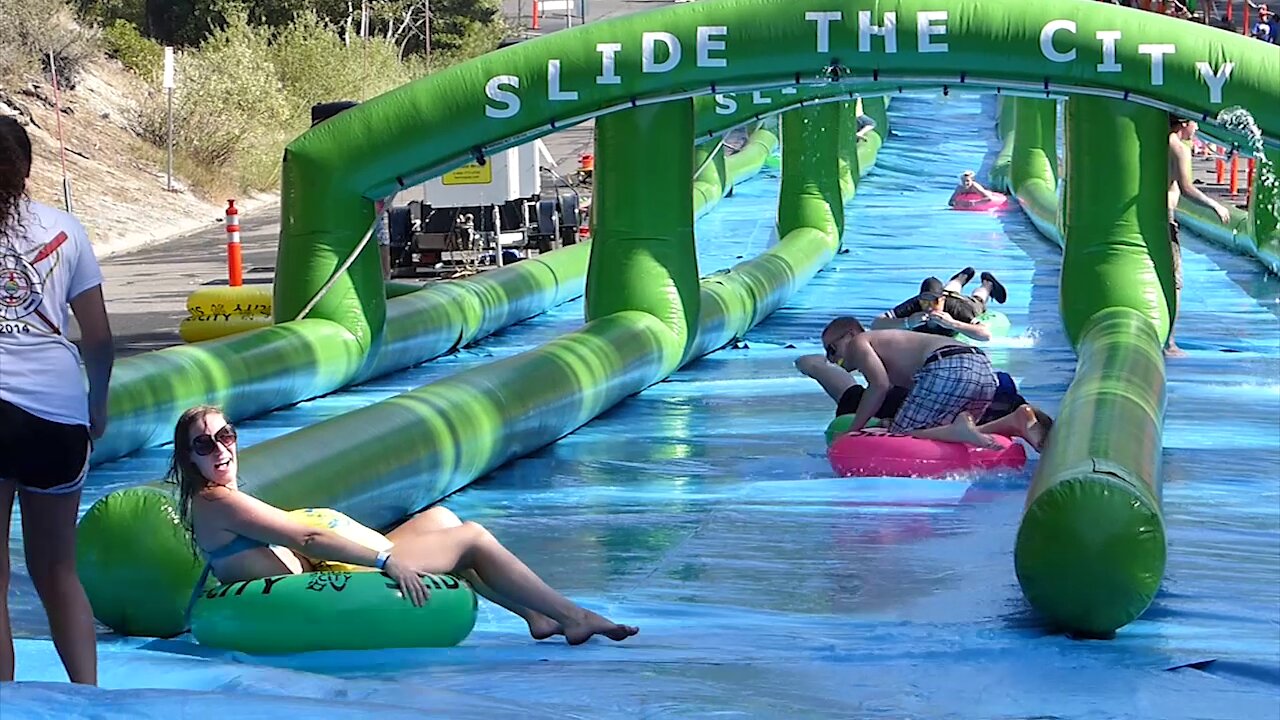 'Slide the City' - Lake Tahoe giant water slide