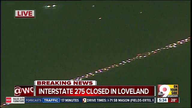 Westbound I-275 closed near Loveland Madeira Road by 2-car crash