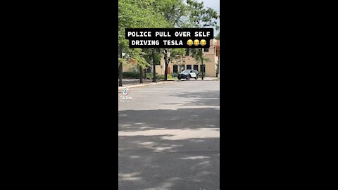 Police pulls over self driving car.